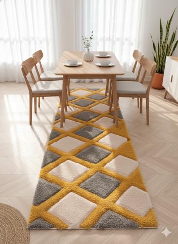 Image of Warm & Welcoming Shaggy Rug - 2x6 ft Runner for Hallway and Bedroom with Soft Texture and Modern Appeal