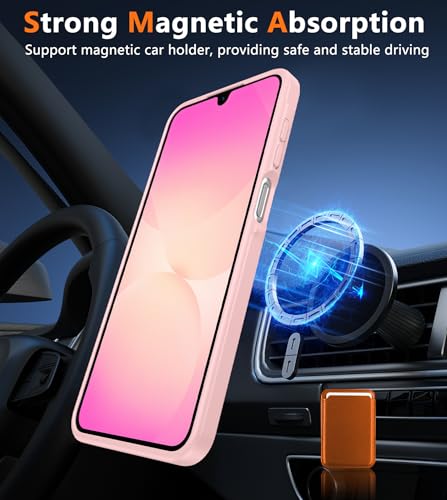Image of FNTCASE for Galaxy A26 5G Phone Case: Magnetic Matte Translucent Military Grade Drop Protection Cell Phone Cover - Slim Rugged Durable Shockproof Protective for Samsung A26 Cases - Light Pink