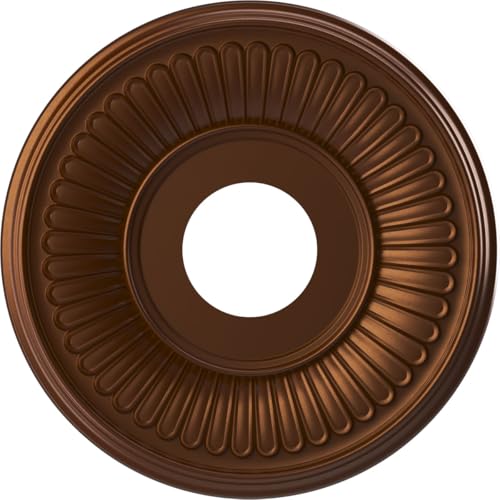 Image of Ekena Millwork CMP13BECDC Berkshire Thermoformed PVC Ceiling Medallion (Fits Canopies up to 5 3 /4 inch), 13 inchOD x 3 1 /2 inchID x 3 /4 inchP, Metallic Dark Copper