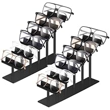 Sintuff 2 Pcs Eyeglasses Display Stand 6 Tiers Acrylic Sunglasses Holder Black Sunglasses Organizer Frame Eyewear Glasses Stand for Glasses Shop Home Storage