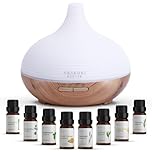 ASAKUKI 300ml Essential Oil Diffuser with 8 Oils, Aroma Oil Diffusers with 7 Colour LED Lights, Auto Shut-off & Timer - Gifts for Mom Ultrasonic Cool Mist Humidifier for Home Bedroom Office Yoga Room