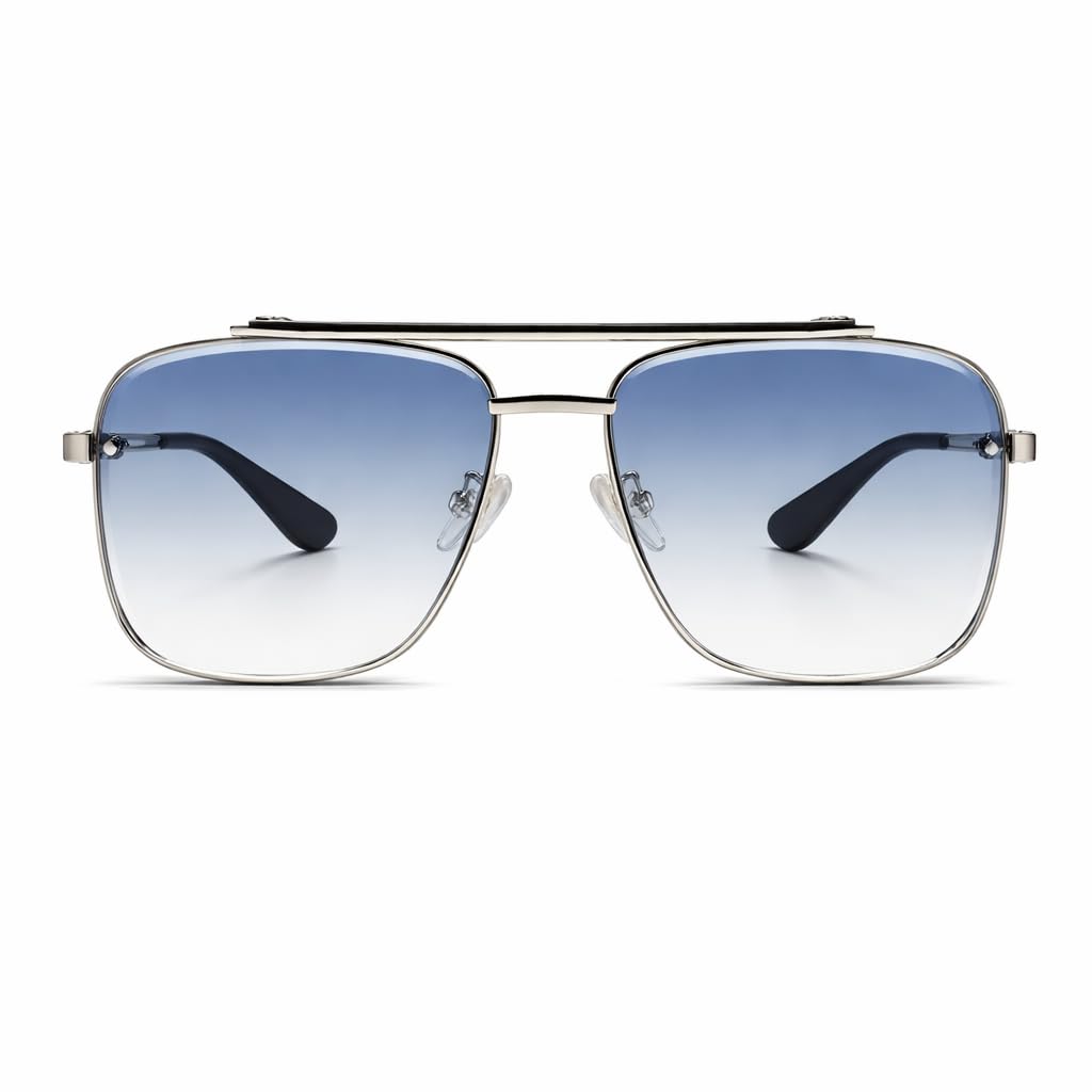 Trendy Premium Square Aviator Sunglasses for Men & Women, UV400 Protection, Metal Frame, Gradient Lens, Double Bridge, Lightweight & Durable Sunglasses for Vintage Style.-image-22
