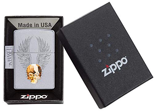 Encendedor Zippo Gold Skull Diseño Cromado Satinado miniatura 6