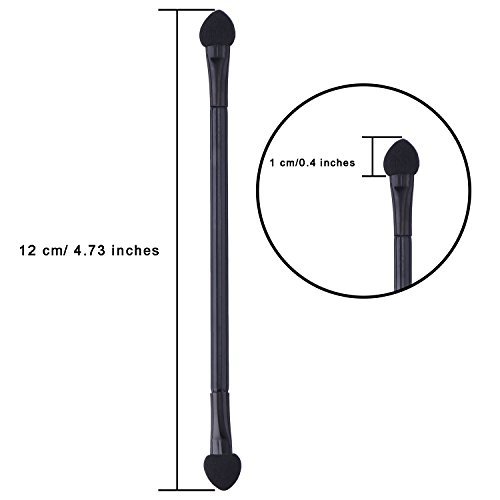 eBoot 50 Pack Disposable Dual Sides Eyeshadow Sponge Brushes Makeup Applicator with Long Handle, 12 cm, Black