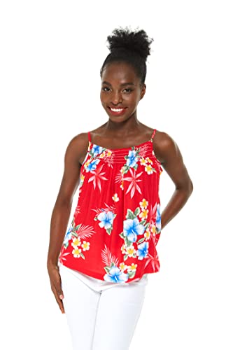 Image of Matchable Family Hawaiian Luau Men Women Girl Boy Clothes in Hibiscus Red