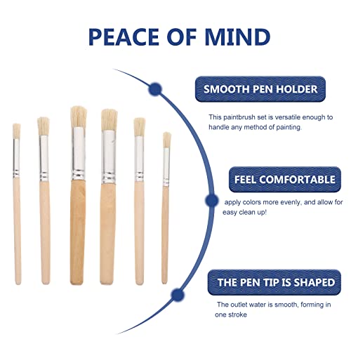 Exceart Wooden Stencil Brushes Natural Stencil Bristle Brushes Professional Paint Brushes Round Pointed Tip Nylon Hair Wooden Handle Painting Brushes For Acrylic Watercolor Oil Painting 6Pcs #TOP3