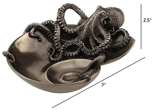 Veronese Design Container of Curiosity Bronze Finish Octopus On Nautilus Shell Tray