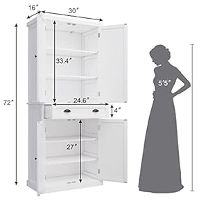 ARTPOWER Kitchen Pantry Storage Cabinet with Drawer and Adjustable Shelves, Pantry Cabinet for Kitchen, Bathroom or Hallway, White ARTPOWER Kitchen Pantry Storage Cabinet with Drawer and Adjustable Shelves Pantry Cabinet for Kitchen Bathroom or Hallway White