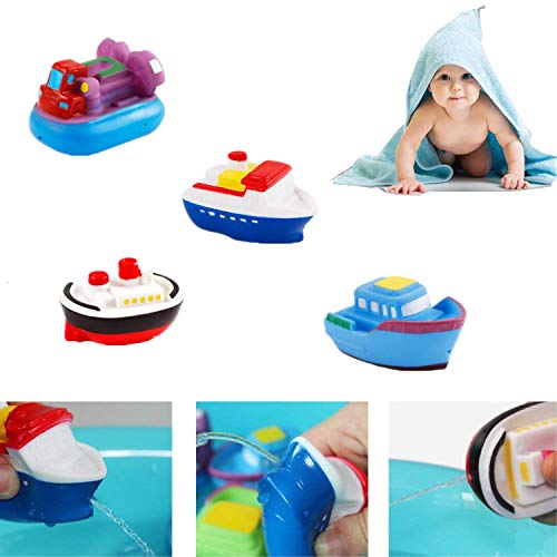 DQTYE 6Pcs Bath Toy Floating Boats, Baby Soft Squirt Bathing Toys Bathtub Cartoon PU Rubber Ship Water Game Learning Educational Toy For Kids Toddlers - Image 3