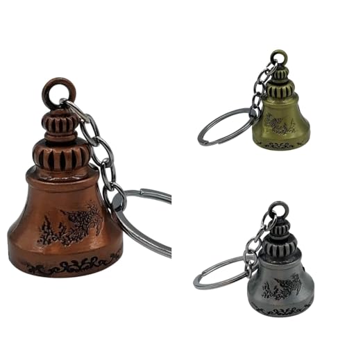 Image of Classic Antique Tibetan Temple Bell Shaped Keyring for Gift Gaurdian bell for Car Bike Bags Metal Key ring Key Chain Bag Charm Gift