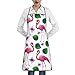 Delantales de cocina con estampado de hojas verdes de flamenco para mujer, delantal con bolsillo, delantales de cocina para cocina, hornear, jardinería, unisex, blanco, Talla única