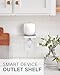 Sanus Made for Google Small Device Outlet Shelf in White & Fog Grey - Holds Small Electronics Up to 8lbs w/Built-in Cord Storage - Includes Both Standard & Decora Outlet Faceplates - Easy DIY Install