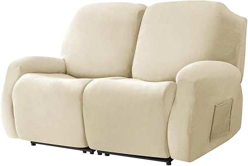 Vista 68 de Fundas de terciopelo elástico para sillas reclinables, fundas para sofá biplaza de 2 cojines, 6 piezas, fundas protectoras para muebles con bolsillo