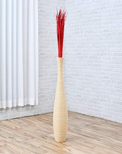 Image of Leewadee Tall Vase Filler , Natural Grass Stems - 2 Bunches of Colored Branches for Vases, Carefully Dried Twigs for Home and Bar Decoration, 45 inches, Red