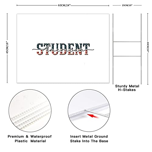 Independence Day American Student Corrugated Plastic Decorative Yard Sign With Metal H-Stakes Patriotic Memorial Day Farmhouse Street Welcome Lawn Yard Signs For Outside Patio Garden Decor 18X24 #TOP2
