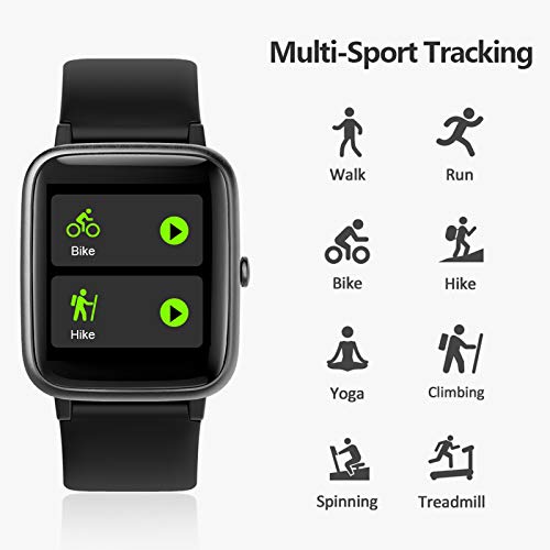 Lintelek Smart Watch with 1.3" LCD Full Touch Screen, Large Screen Fitness Tracker with Heart Rate Monitor, Pedometer, Sleep Tracker, Waterproof Activity Tracker for Men, Women and Gift (Black)