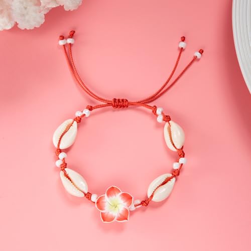 Image of Caiyao 2pcs Lovely Hawaiian Plumeria Rubra Anklet Bracelet Tropical Flower Bohemia Luau Beach Party Accessories for Women