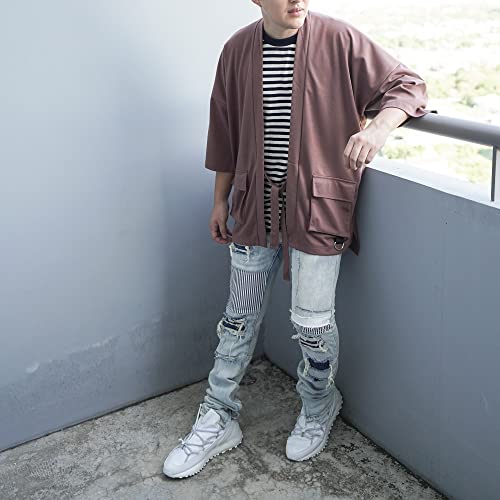 Men's Long Oversized Kimono Cardigan Noragi Cargo Jacket Haori Man Yukata Coat2