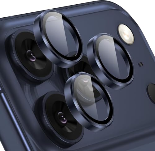 Image of Camera Lens Protector Compatible with iPhone 17 Pro / 17 Pro Max - 9H Tempered Glass Lens Guard, HD Clear, Anti-Scratch, Anti-Drop Camera Protection Ring Blue, Aluminum Alloy