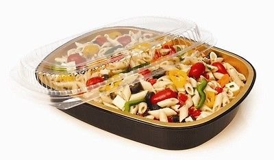Handi-Foil 3 lb. Oblong Black & Gold Aluminum Take-Out Pan w/Clear Dome Lid (Pack of 10)