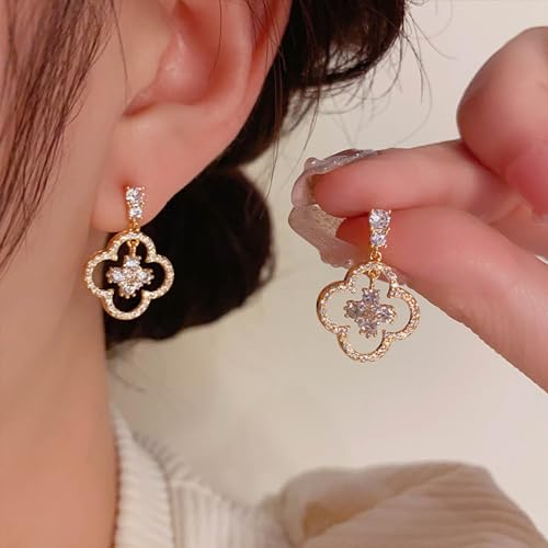14K Gold Clover Earrings for Women Four Leaf Clover Earrings lucky Earrings for Women Mother's Day Gift Gift for Wife3