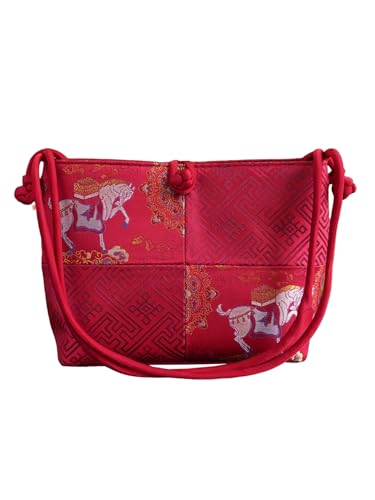 Sac à main en brocart de soie rouge HangErFeng 156 d'exception artisanale