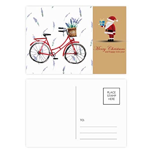 Cartes postales lavande et Père Noël en aquarelle (lot de 20) pour vos vœux