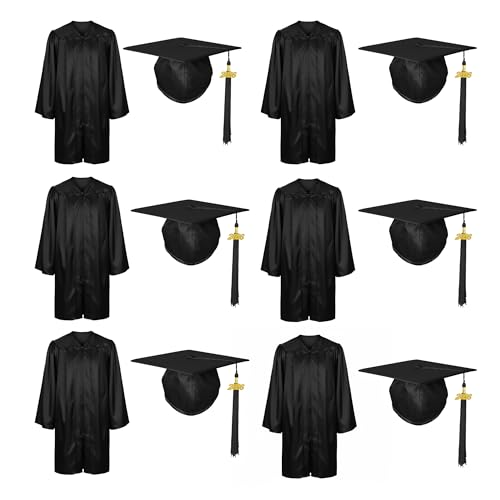 Image of Shiny Preschool Kindergarten Graduation Cap Gown Set for Kids With 2026 2025 Tassel Charm