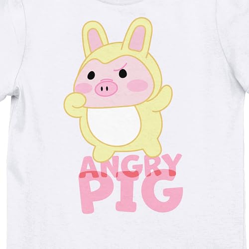 Moriah Elizabeth Angry Pig Youth Girl's White Crew Neck Short Sleeve T-Shirt2