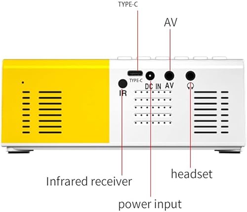 ZTRADA Projector Mini Projector LED Home Media Player Audio Portable Proyectors 480x360 Pixels Supports 1080P USB Video Beamer (Color Yellow, Size