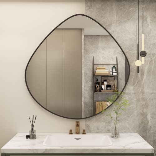 Charmor 36X36 Irregular Wall Mirror, Black Bathroom Mirror For Wall, Modern Black Framed Mirror, Decorative Wall Mirror For Living Room Bedroom Entryway Corridor #TOP18
