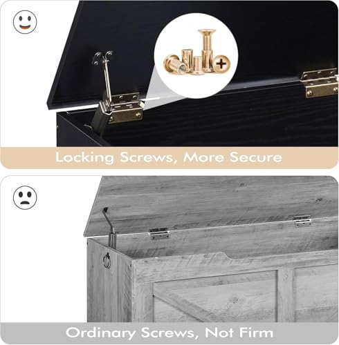 Storage Bench, Storage Trunk Chest with Safety Hinges, Supports 220 lb, for Entryway, Living Room, and Bedroom, Easy to Assemble