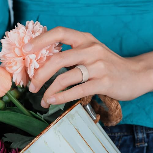 Egnaro 4/5/8 Variety Multipack Ergonomic Breathable Promise Ring, 6mm Wide - 2mm Thick Silicone Wedding Bands Women, Rubber Rings Women with Half Size3