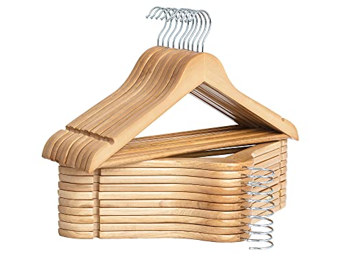 StorageWorks Wooden Hangers 20 Pack, Wood Coat Hanger for Coats, Shirts, Jackets, Pants, Suits, Natural Wood Color