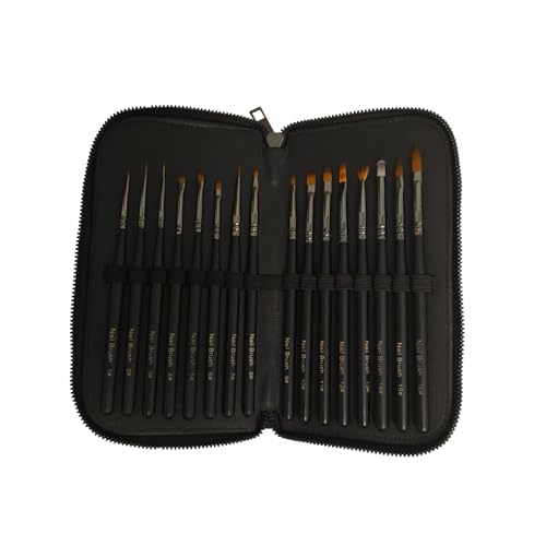 DOSARRIBA 16pcs Nail Art Brushes Set Painting Tools with Nail Extension Gel Brush Gel Polish Nail Art Design Pen Nail Art Liner Brush Salon at Home Diy Manicure (Black)