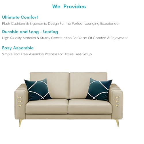 Image of Casaliving Falco 2 Seater Sofa Set for Living Room (Cream Fabric) Premium Fabric Sofa