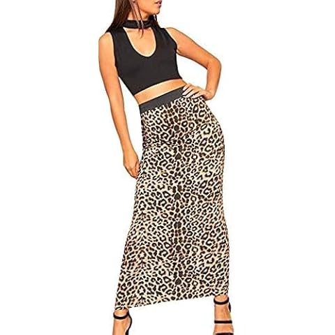 R&N FASHIONS Leopard Print High Waist Maxi Skirt Cover