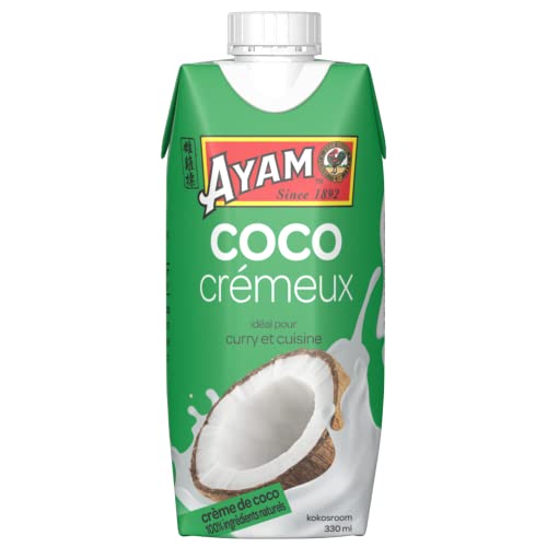 AYAM Crema de coco | Ingredientes 100% naturales | 99% coco | Potenciado en agua de coco | Alta calidad | Leche vegetal | Sin lactosa | Sin gluten | Paquete práctico - 330 ml