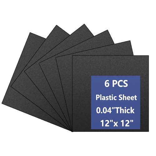 Image of 6 Pack Black Plastic Sheet 12x12x0.04 in Flexible High Tensile Plastic Sheets Black Plastic Panel for DIY Materials Handicrafts Home Decoration