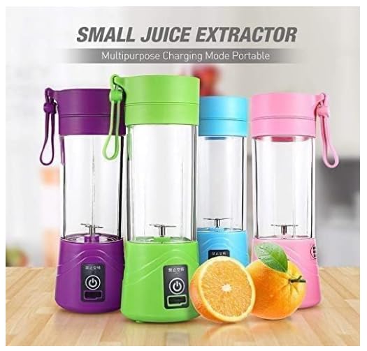 Image of Portable 6 Blade Juicer Blender USB Rechargeable Personal Size Mixer Grinder with Built In Jar Bottle Fruit Juice Maker Smoothie Blender for Home Kitchen Gym Travel Outdoor Use