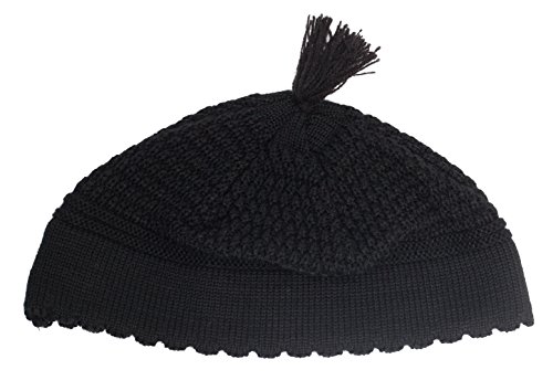 EREZ OVED Yarmulke Jewish Kippah Frik Kipa Judaica Yamaka Kippa Yamakah Yarmulka Hat Men Or Kids (Black with Pompon)