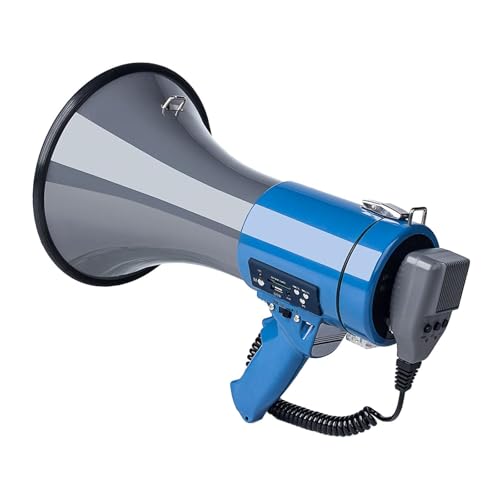 Megáfono Bullhorn Amplificador portátil Megáfono Altavoz 50W para Actividades, Versátil Azul Gris