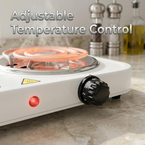 Image of Electric Double Burner Coil Cooktop Portable Countertop Cooking Stove with Dual Heating Plates Temperature Control for Home Kitchen Dorm Office Camping and Travel Use 1PCS