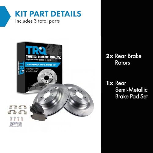 Image of TRQ Rear Brake Pad and Rotor Set Semi Metallic Vented Rotors