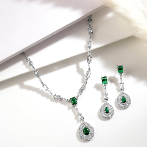 Image of Rubans Necklace Set American Diamond and Zirconia Statement Jewellery Gift for Women & Girls