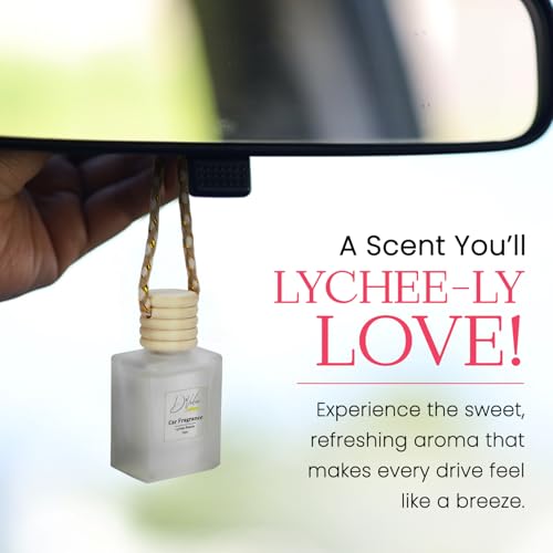 Image of D'Velas 40ml Car Freshener Diffuser Set- Long-Lasting Upto 120 Days | Lychee Breeze | No Paraben | 10ml Wooden Lid Bottle with 30ml Refill | Perfume Diffuser | Odor Eliminator for Car Interior