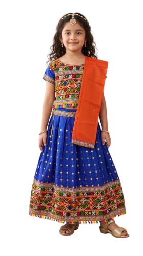 Image of AHHAAAA Girls Lehenga Choli with Dupatta, Kids Embroidered Chaniya Choli Set for Navratri Garba Dandiya Wedding Party Ethnic Outfit Y0045