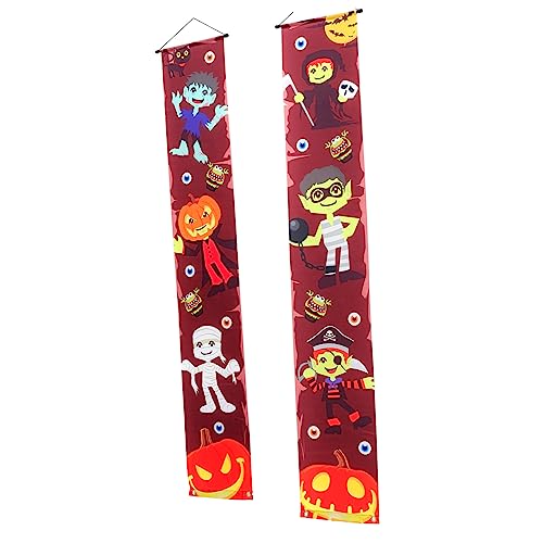 OUNONA 2�� �n���E�B���o�i�[ halloween door curtain �n���E�B���h�A���� �C���t���[�^�u�� �n���E�B���̃|�[�`�̊Ŕ� �n���E�B���h�A�o�i�[ �|���G�X�e�� Brown