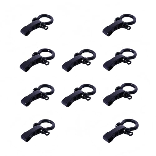 XIZHI Lot de 10 boucles de paracorde en acier inoxydable réglables en forme de U Noir