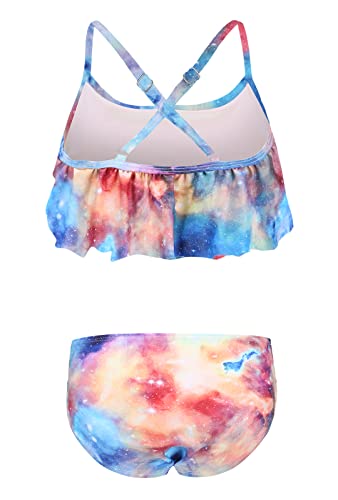 Image of Girls Two Piece Bikini Swimsuits Striped Ruffle Swimwear Falbala Bathing Suit Set